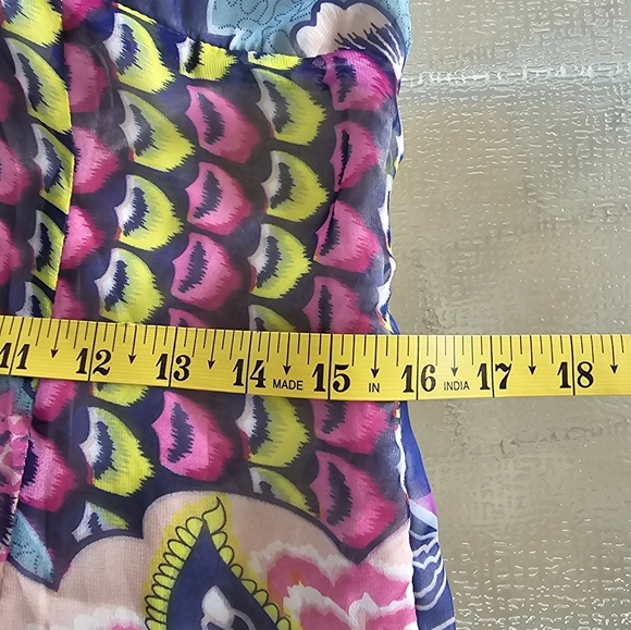Peppe Peluso Boho Halter Dress L Bright Abstract Print Tiered Ruffle Summer - Picture 15 of 16